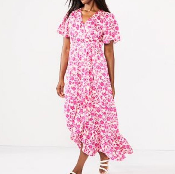 Draper James Dresses & Skirts - Draper James RSVP Flutter Sleeve Faux Wrap Maxi Dress Size XL